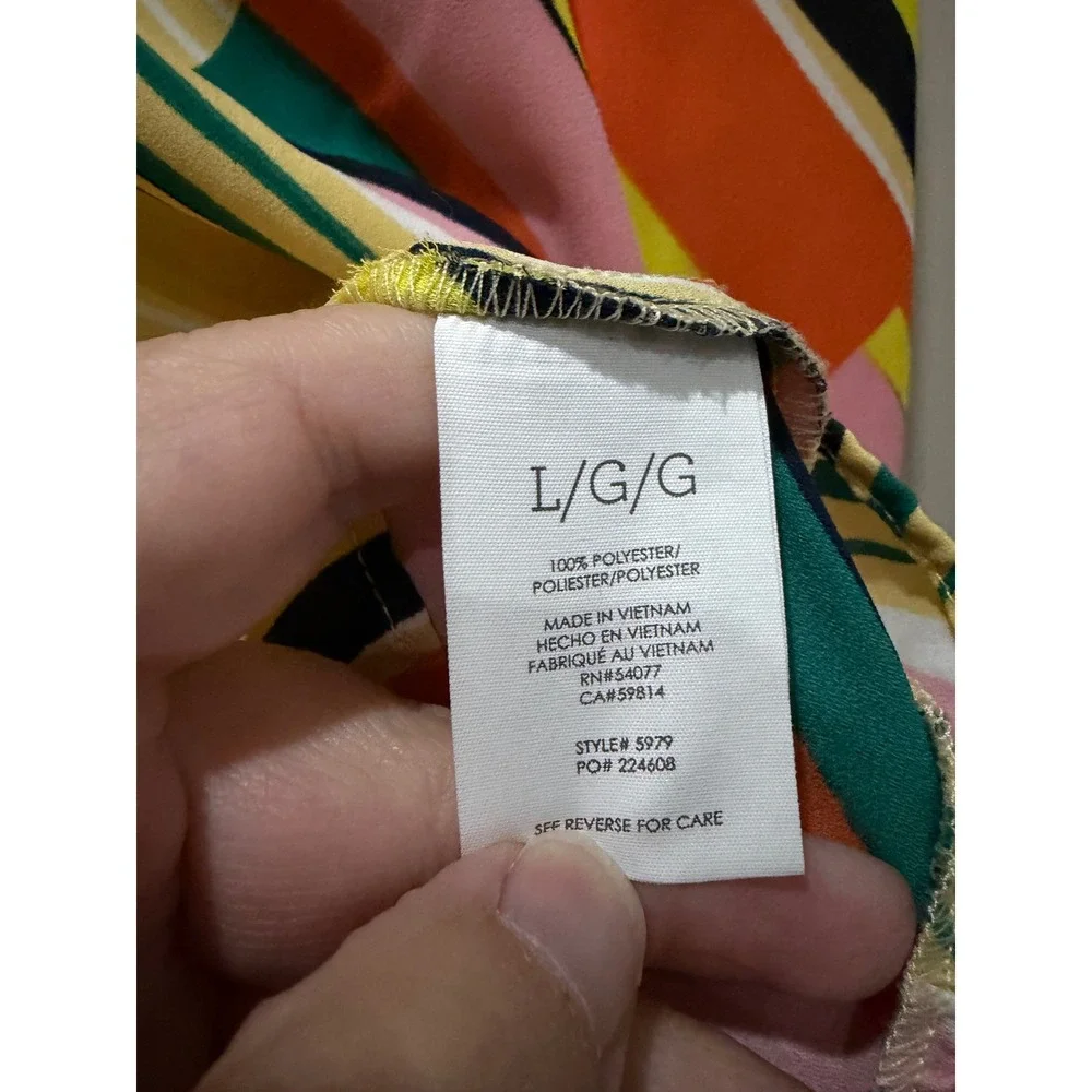 Cabi Large Stripe Print Ruffle Hem Camisole Tank Top Multicolor 5979 B14 - Picture 4 of 4